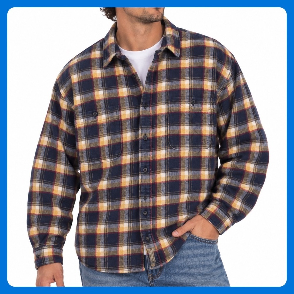 Abercrombie Fitch Heavyweight Flannel Shirt XL Plaid Reliable Outdoor Goods 90s